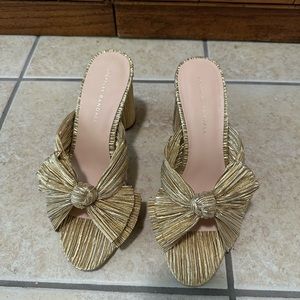 Women's Penny Pleated High Heel Slide Sandals